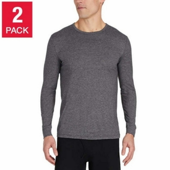 New 32 Degrees Heat 2 Pack Long Sleeve Crew Neck White Grey Men's Size Medium - Picture 3 of 8